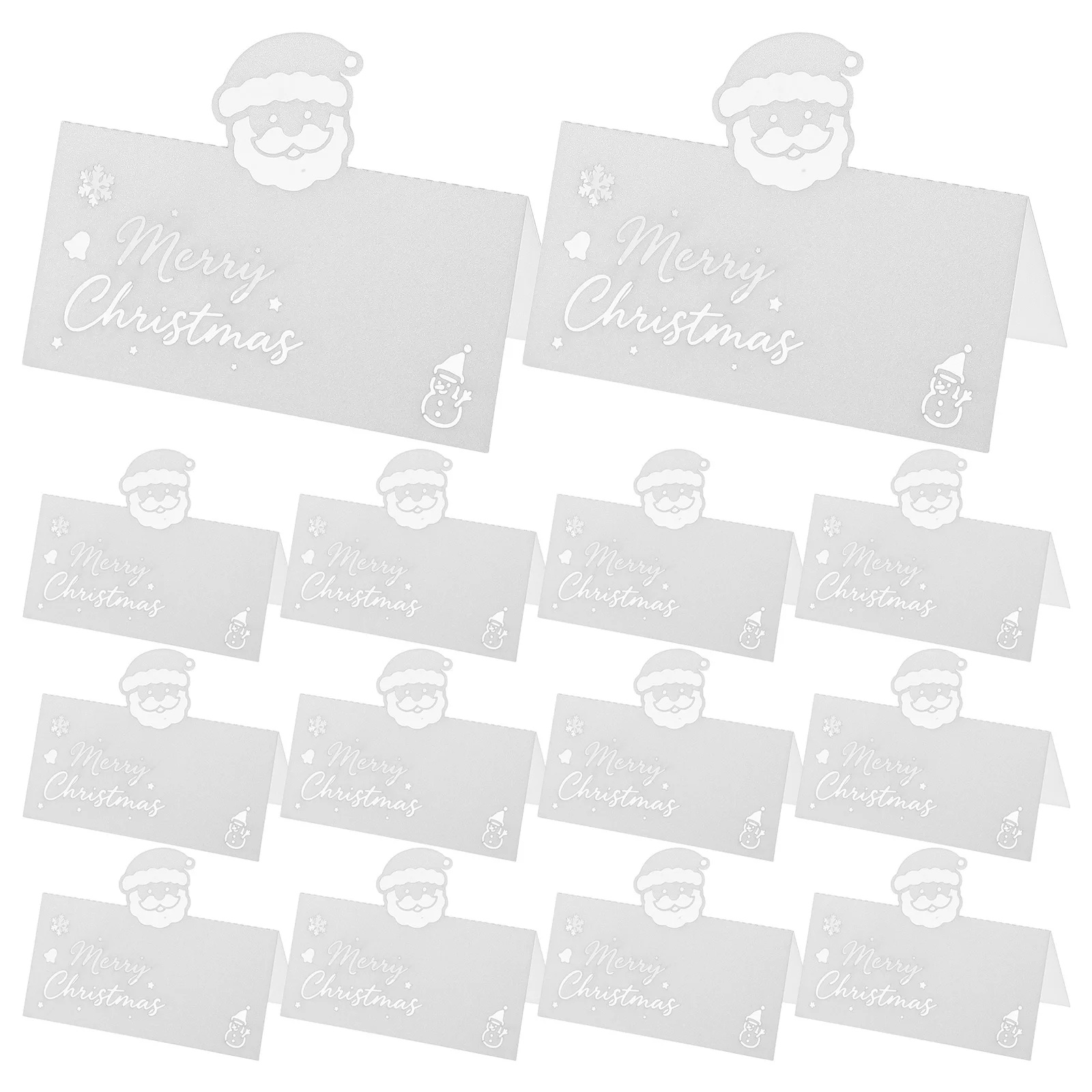 

50Pcs Christmas Place Cards Hollow Santa Cutout Blank White Seating Cards Table Tent for Wedding Table Setting Party