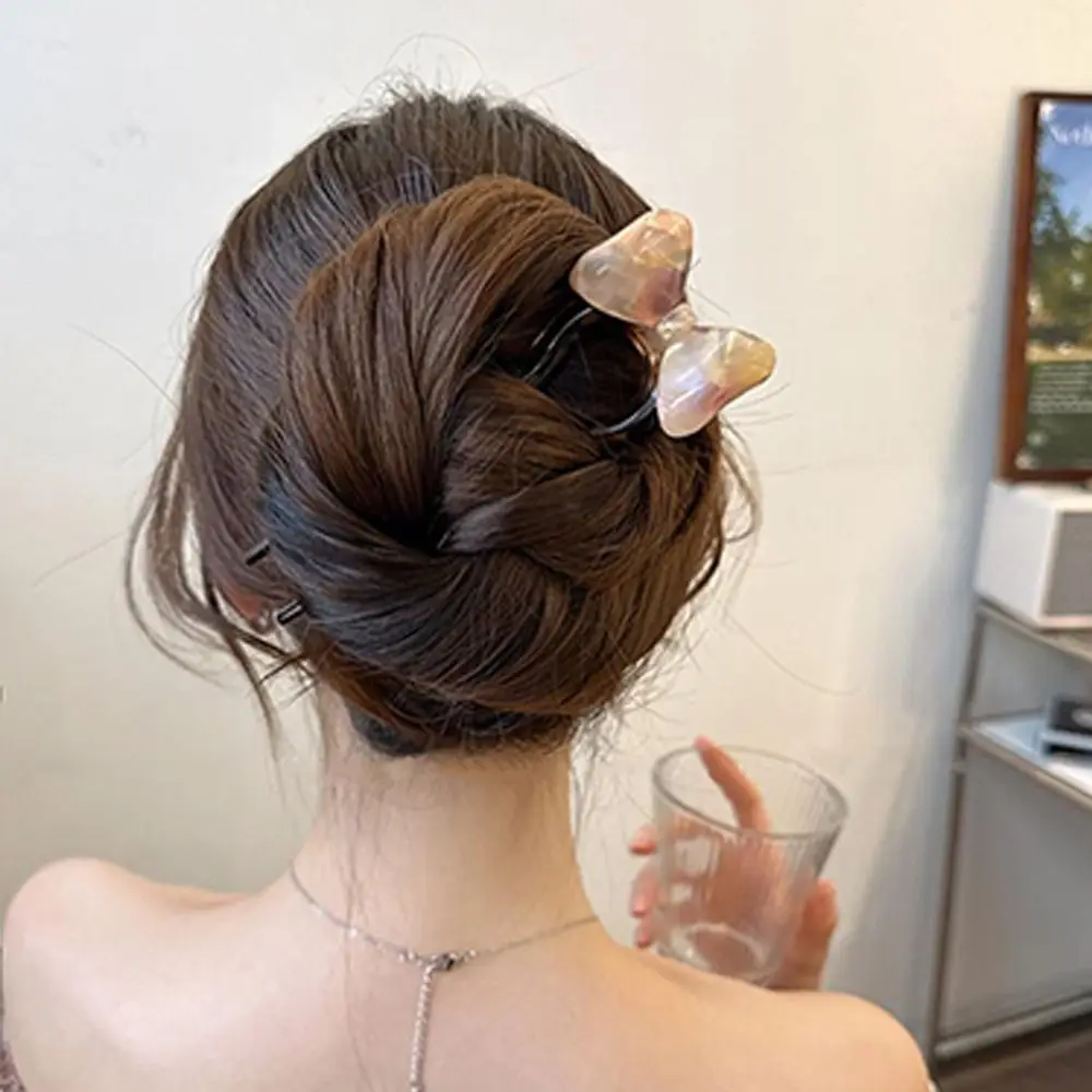 ปิ่นปักผมรูปโบว์รูปตัวยูหรูหราสำหรับผู้หญิงหญิงสาวผมทรงเรขาคณิต