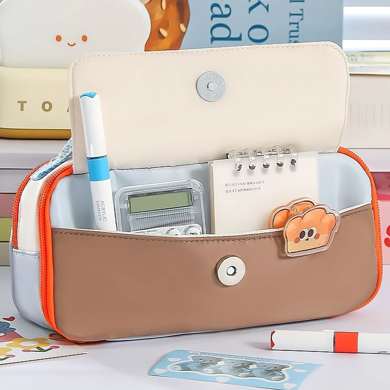 Chasing Clouds Large Capacity Pencil Case Colorful Stationery Box with Handle Pen Bag Toiletry Travel Pouch A3227