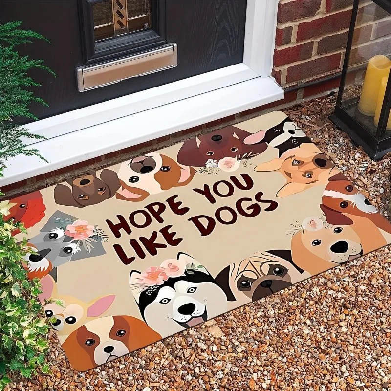 Cute Cartoon Dog Doormat Non Slip Machine Washable Indoor Outdoor Carpets Home Furnishings Kitchen Bathroom Doormat Decorations