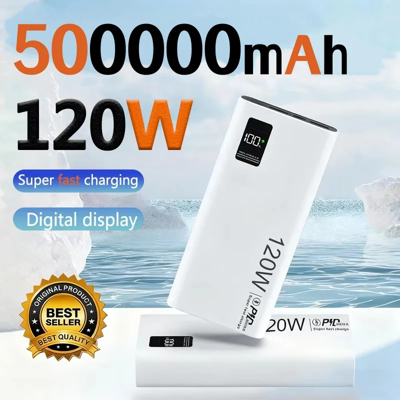 باور بانك 500000 مللي أمبير في الساعة 120 وات شحن سريع للغاية وبطارية محمولة ذات سعة كبيرة لهاتف آيفون وسامسونج وهواوي