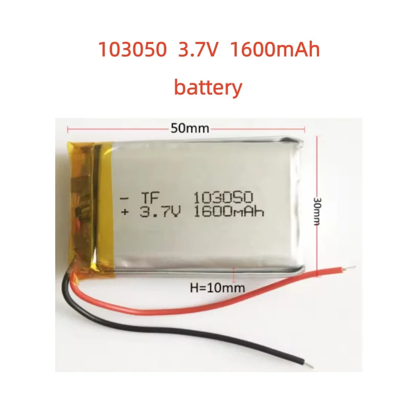 

3.7V 1600mAh 103050 Lithium Polymer Li-Po Rechargeable Battery For Mp3 MP4 GPS PSP DVD mobile video game PAD E-books Tablet PC