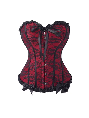 Corsé corte sin tirantes con encaje de mariposa para mujer