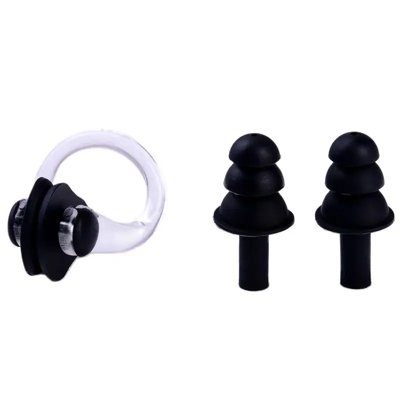 دائم مقاوم للماء سيليكون السباحة الأذن المقابس مشبك الأنف مجموعة سدادة الأذن لركوب الأمواج والغوص وتعلم ملحقات حمام السباحة #3