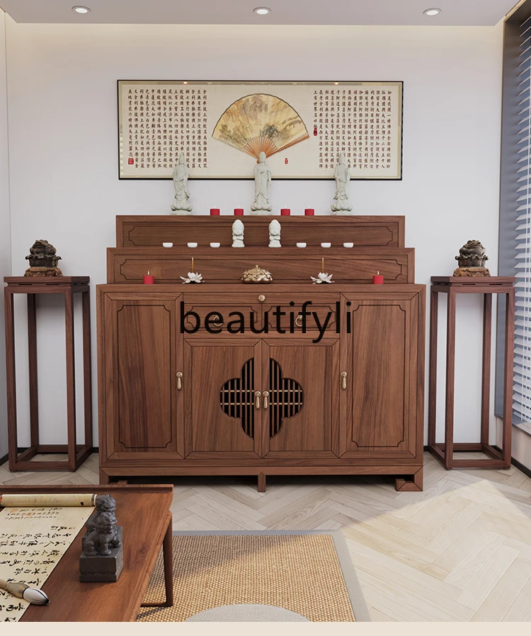 

Solid wood table incense household three-layer step table living room incense table