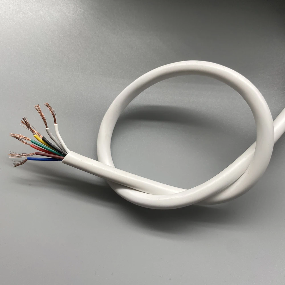 

Шнур с белой оболочкой, гибкий кабель 24 AWG RVV, 8-жильный шнур питания, национальный стандарт, огнестойкий провод для улучшения дома