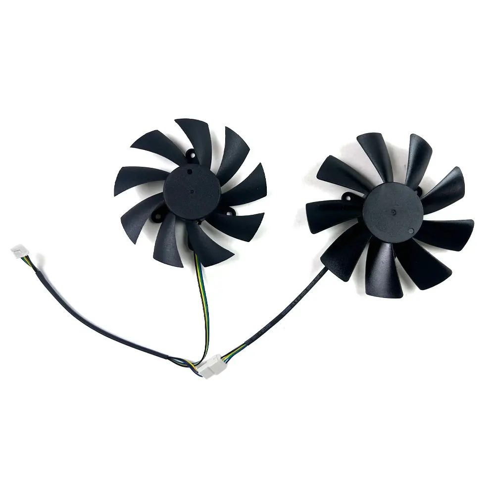 Pair of Replacement Dual Cooling Fans For Manli GeForce RTX 2070 SUPER 8G Mini ITX Graphics Card - 4-Pin PWM 8-Blade Black Silen