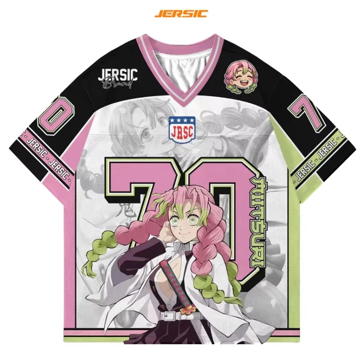 2026 New Bandai _Demon Slayer Mitsuri Kanroji_ Baseball Kids_Adults Jersey Summer Anime T-shirt