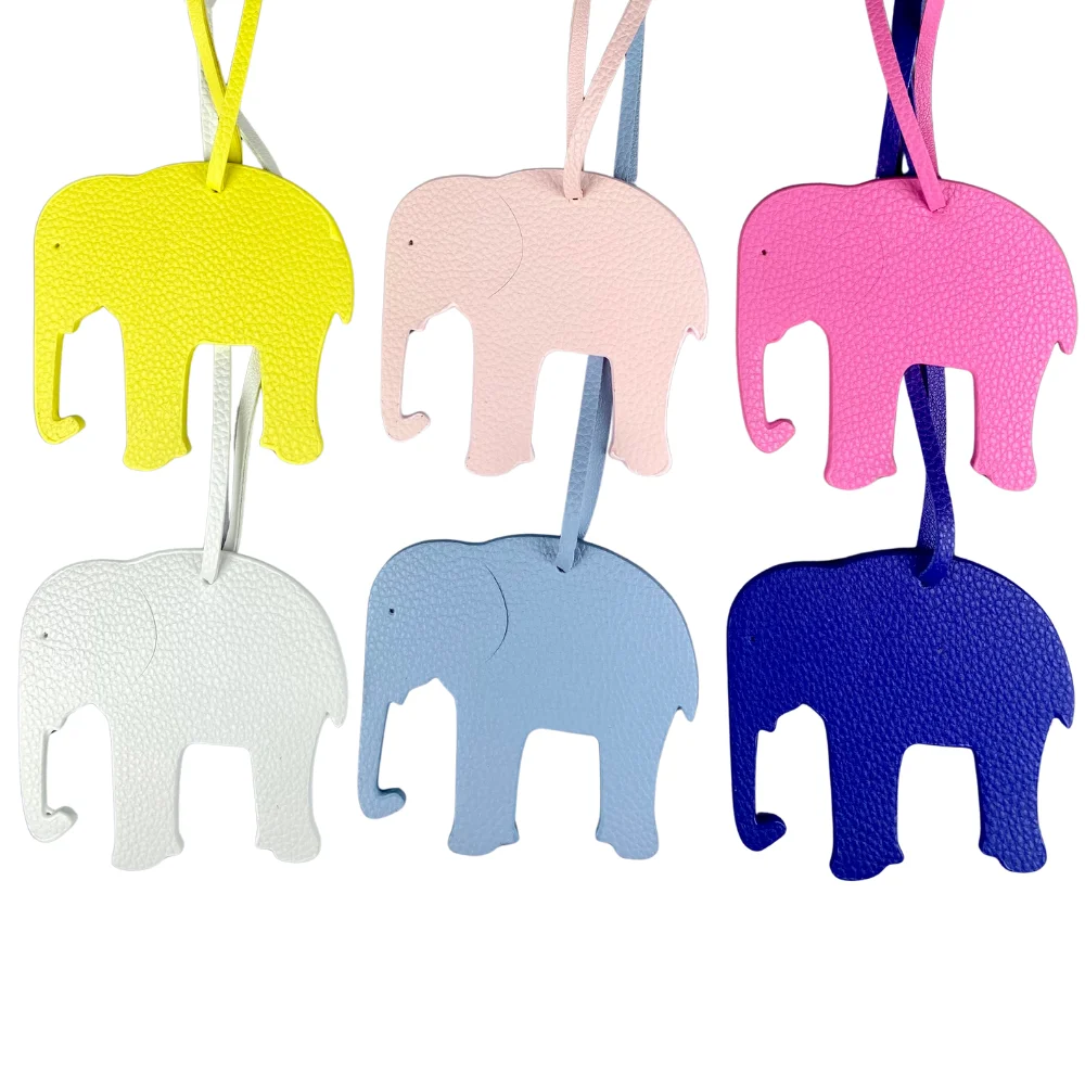 حقيبة جلدية على شكل فيل ملون - 12 لونًا نابضًا بالحياة، نمط مختلط ومطابقة، سلسلة مفاتيح جلدية متينة وسميكة - جلد PU