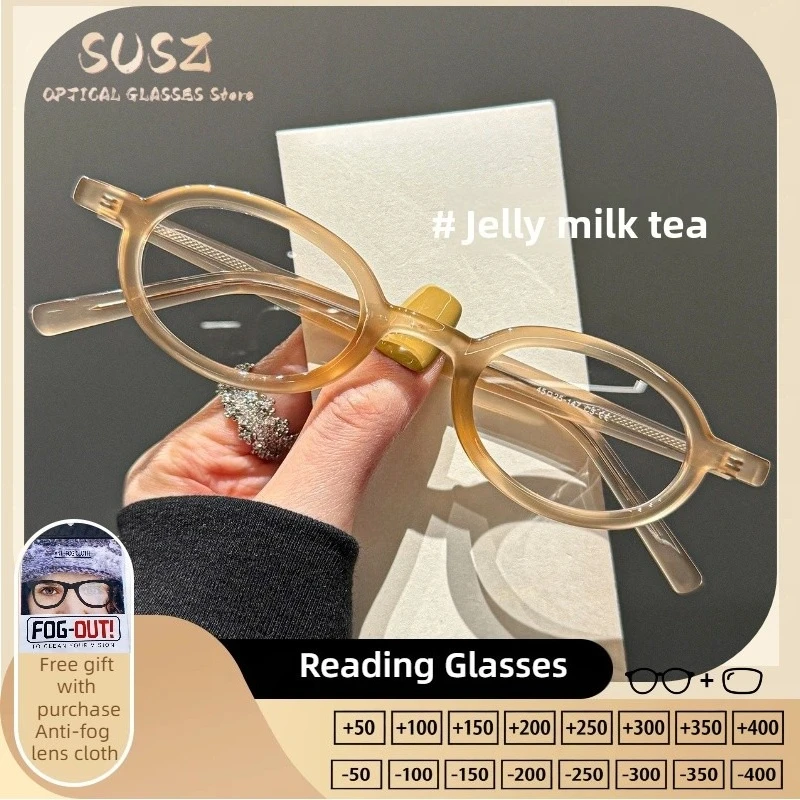 

SUSZ Fashion Oval Women's Photochromic Glasses Lady Anti Blue Light Myopia Prescription Glasses Anti-Reflective Reading Glasses