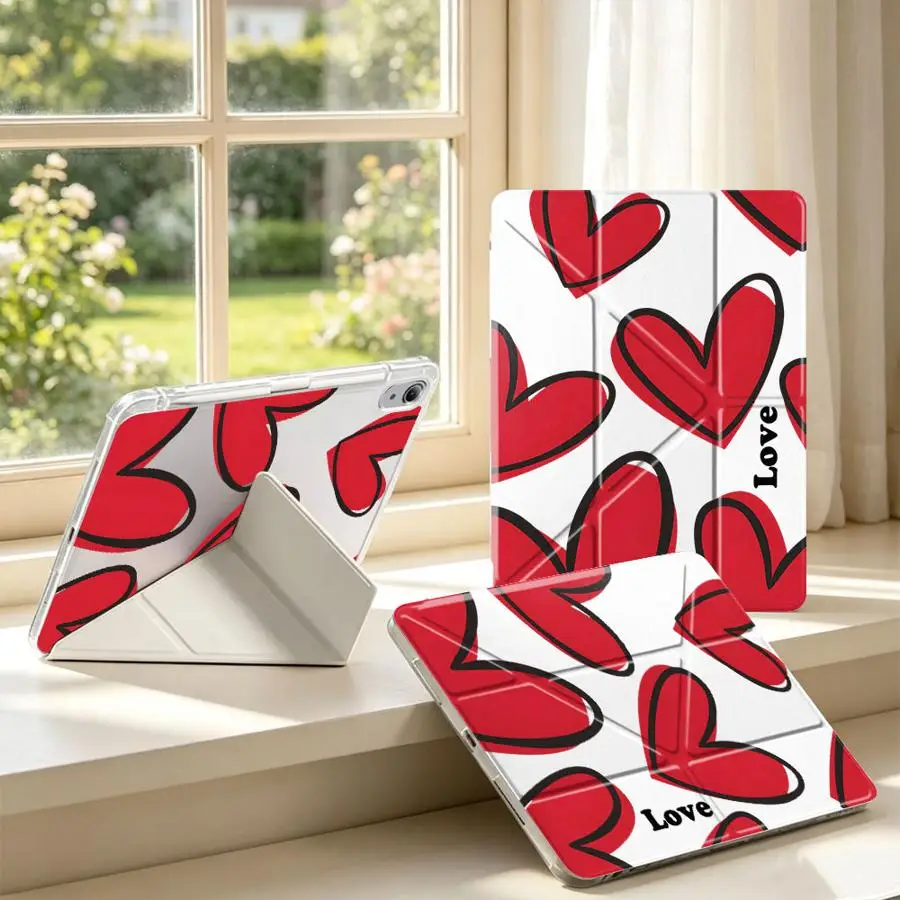 Passionate Red Love Heart Tablet Case For Samsung Galaxy Tab A11 S8 S10 Lite S9 Plus S7 FE A8 A9 Plus With Pen Slot Cover