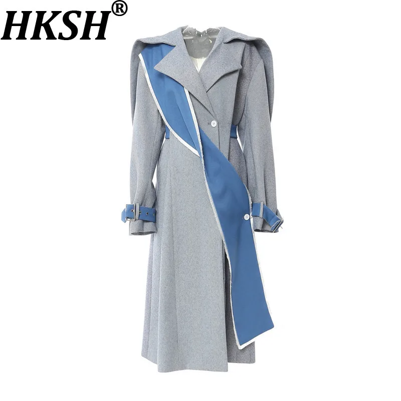 

HKSH Autumn Winter New Women Trench Coat Turn-down Collar Herringbone Pattern Detachable Ribbon Elegant Chic Wingbreaker HK10650