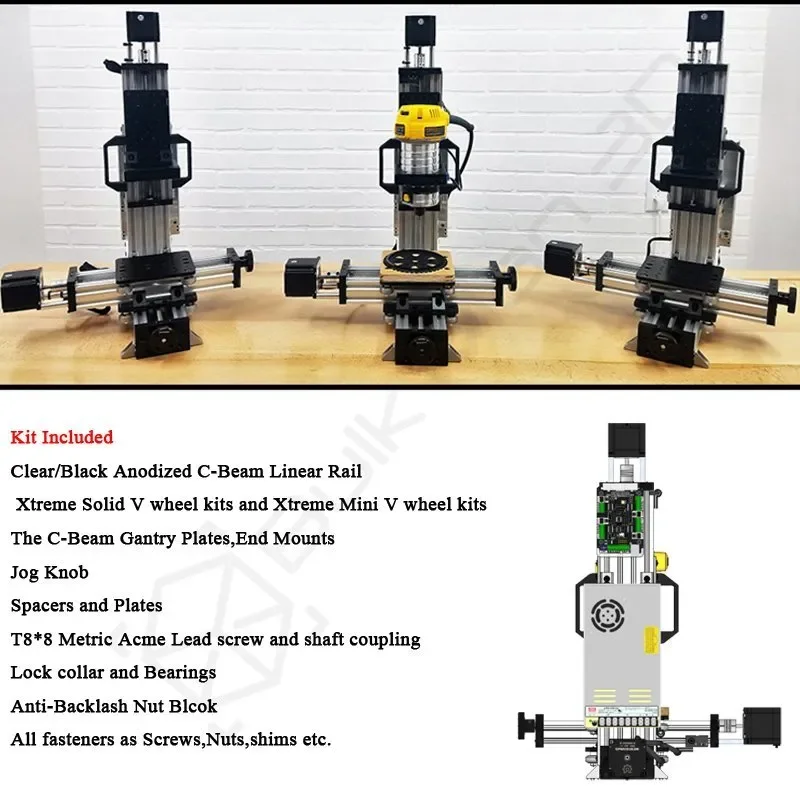 Kit meccanico per macchina CNC MiniMill Kit telaio per incisore per fresatura fai-da-te a 3 assi con motori passo-passo Nema23 da 1,26 Nm