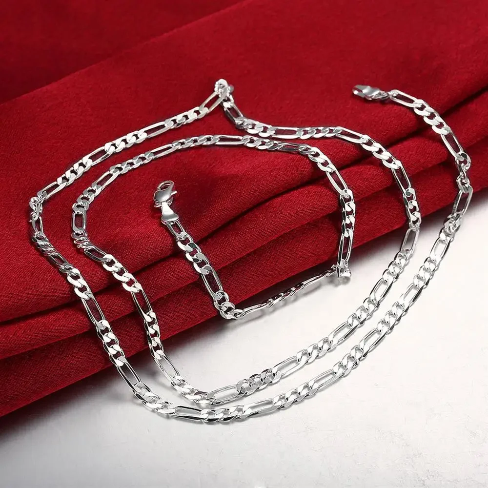 40-75 cm 925 Sterling Silber 16-30 Zoll feine 4 mm Kette Halsketten für Frauen Mode Party Hochzeit Schmuck Weihnachtsgeschenke – Detail 9
