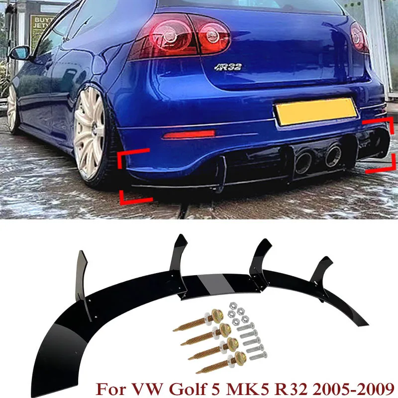 

Для VW Golf 5 MK5 R32 2005-2009 Автомобильный задний бампер, диффузор, защитный задний боковой спойлер, разветвители, защита губ, дефлектор Canard