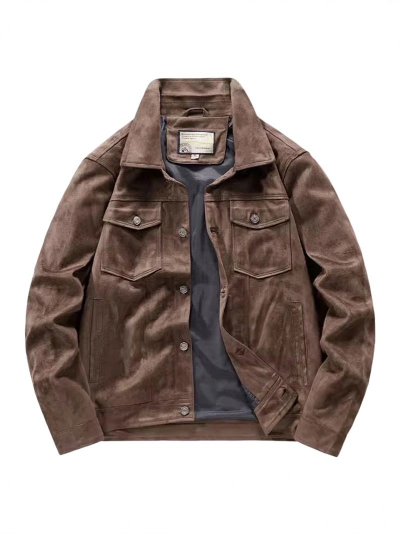 

Fall Casual Men's Jaet Large Size Suede Outerwear Faion Collar Versatile Loose Fit Faionable Urban Sle Long Sve