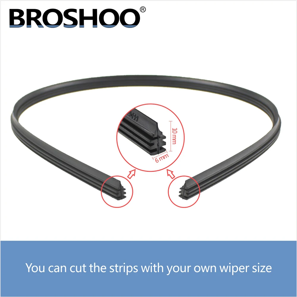 10pcs Universal Car Wiper Blade Rubber Refill Strips for Boneless Frameless Wipers 6mm 14