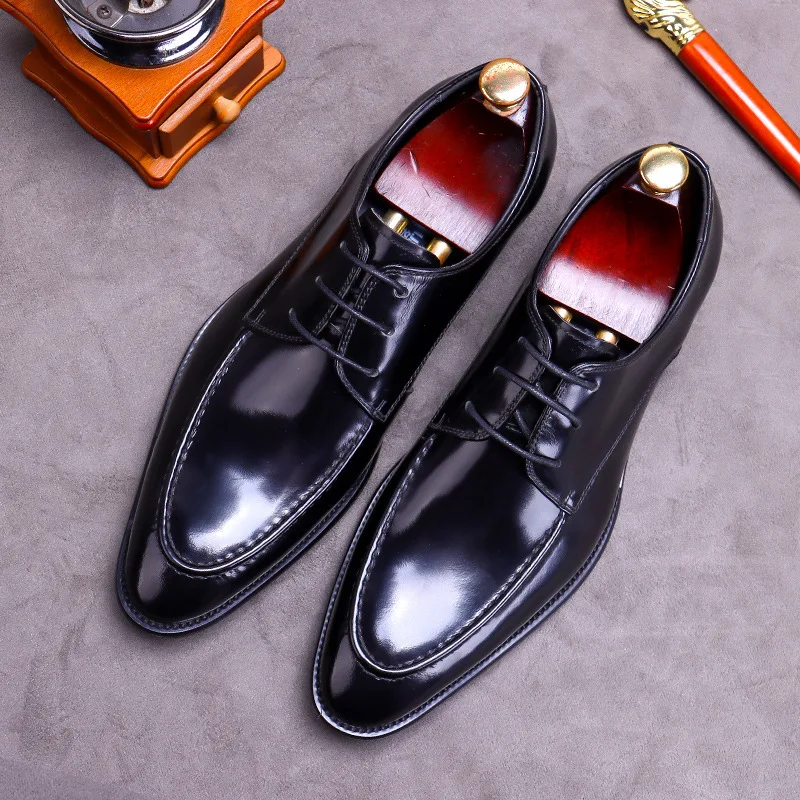 Luxury Patent Leather Men\'s Formal Shoes Comfortable Genuine Leather Men Dress Shoes Elegant Man Wedding Social Derby Shoes