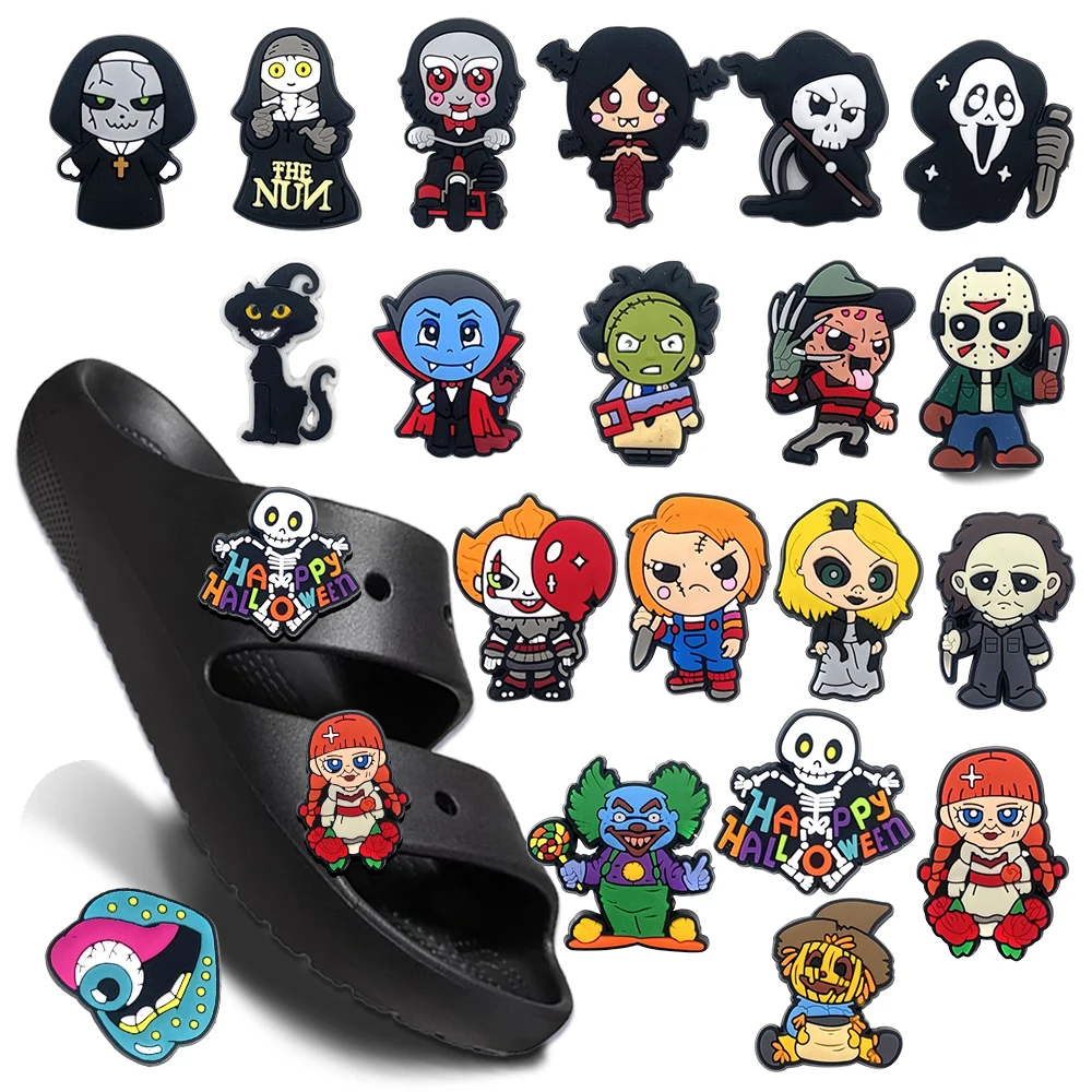 

1-100PCS Halloween Series Shoe Charms Garden Shoe Accessories Buckle Fit Clogs Decaration Sandals Decorate Men Women Gift