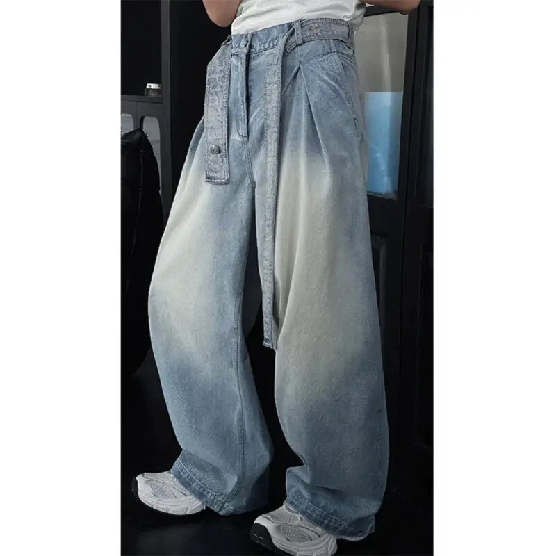 

Mens Loose Fit Washed Wide Leg Jeans man baggy Floor Dragging Casual Streetwear Denim Pants Trending Fashion High Quality
