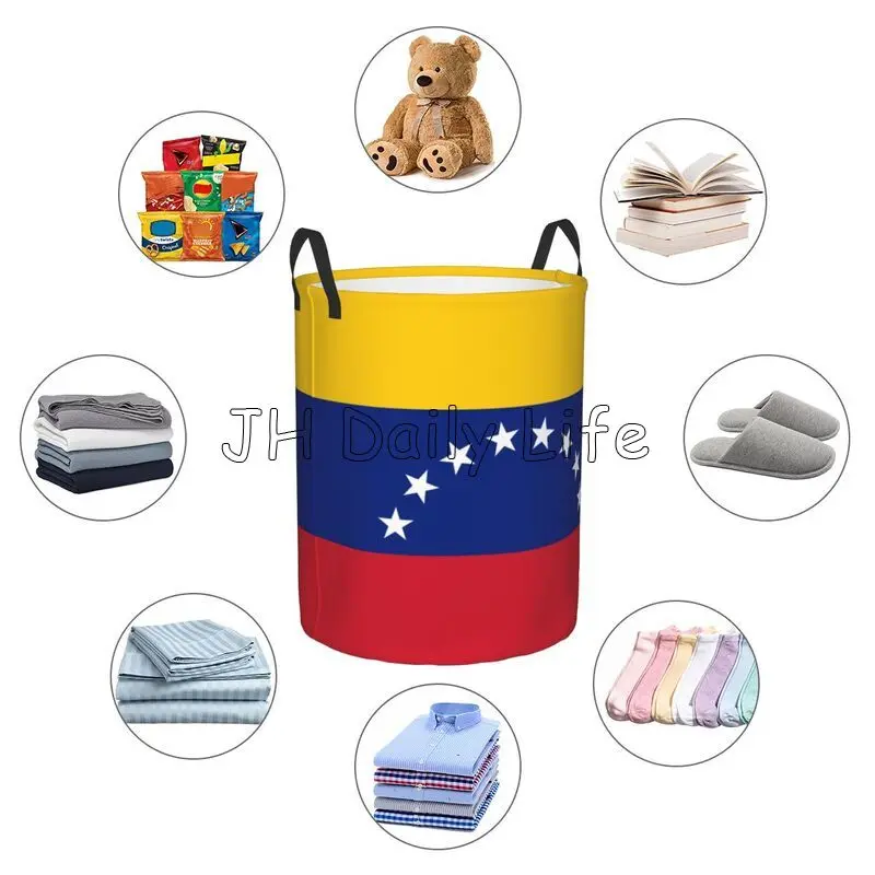 Venezuela Flag Laundry Basket with Handles Universal Waterproof Laundry Hamper Foldable Clothes Storage Bucket Toy Organizer Bin image 4