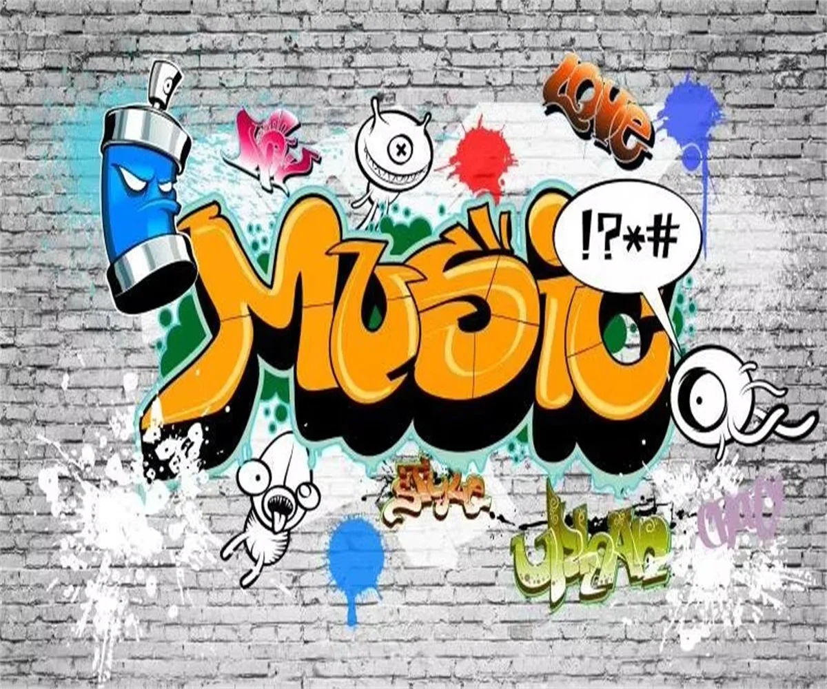 3D Customized Retro Street Graffiti Mural Sticker Bar Restaurant Background Home Decor Photo Wallpaper Stereoscopic Design