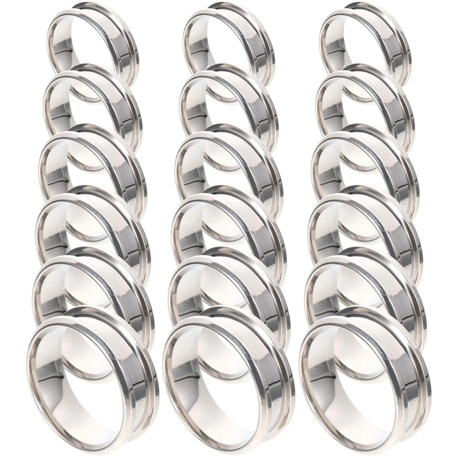 

18 Pcs Bezels Fluted Ring Gold Plated Rings Core Blank Thumb Silver Stainless Steel Man