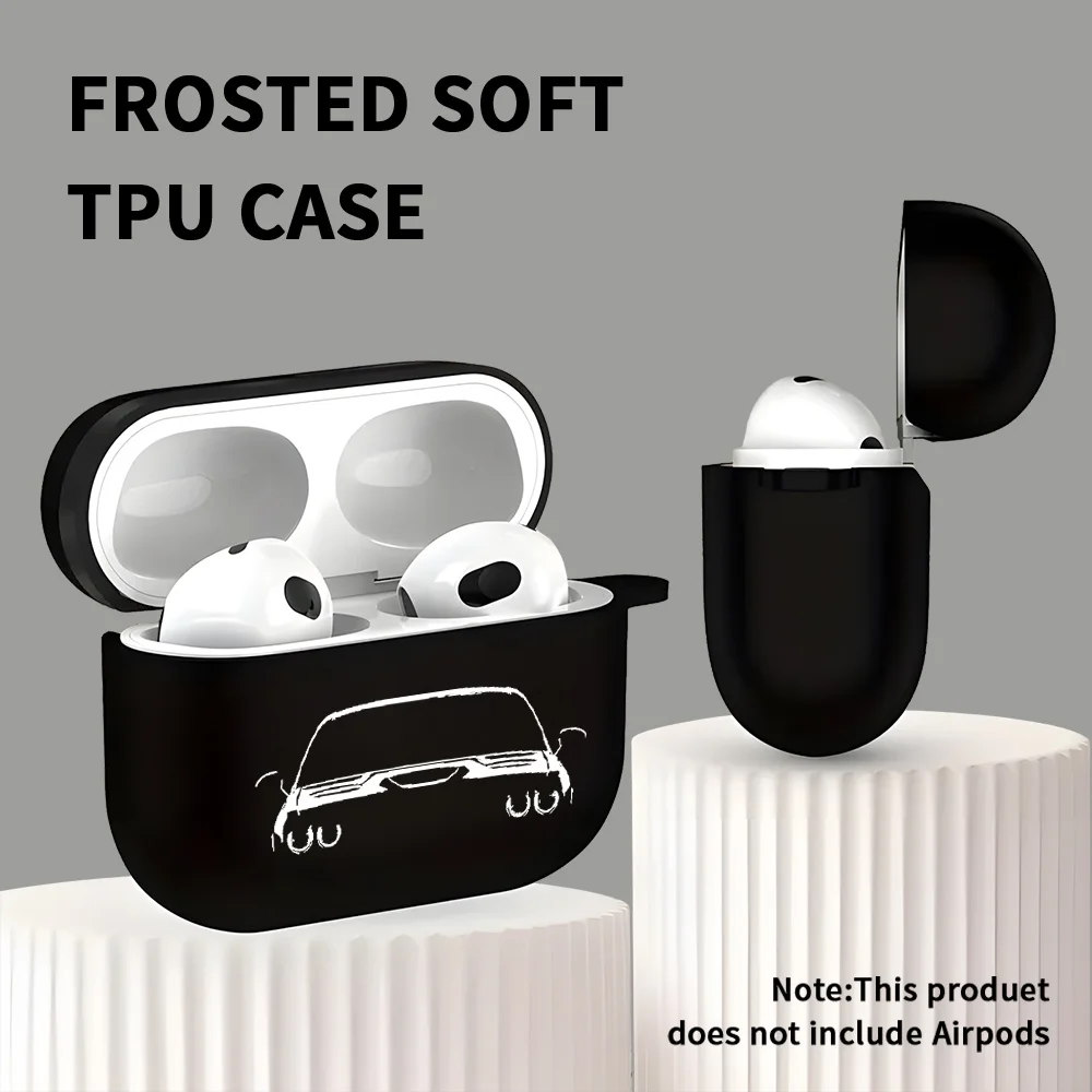 Earphone Case/Box/Bag for AirPod Pro 2 2 3 4 Cool Car Print Pattern Cover Cases Black Matte TPU Earphonecase (Factory Wholesale)