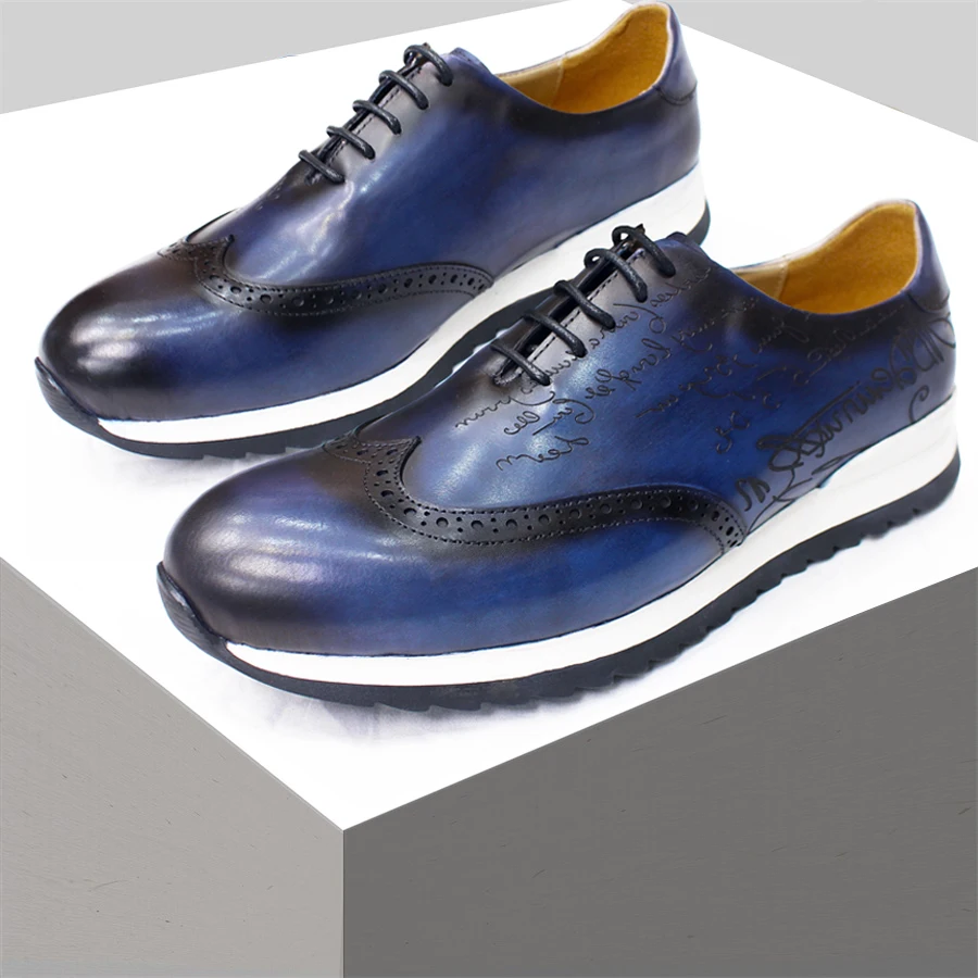 

High End Leather Handmade Shoes, Lace Up Height Increasing Casual Shoes, Fashionable and Comfortable Office Dress Men's Shoes