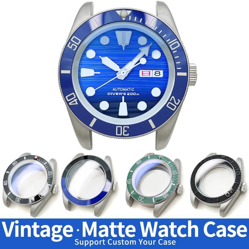 

Vintage Matte Watches Case Silver Steel Watches Cases MOD Watch Parts SKX007 NH35 NH36 4r36 4r35 Modify Parts Sapphire Caseback