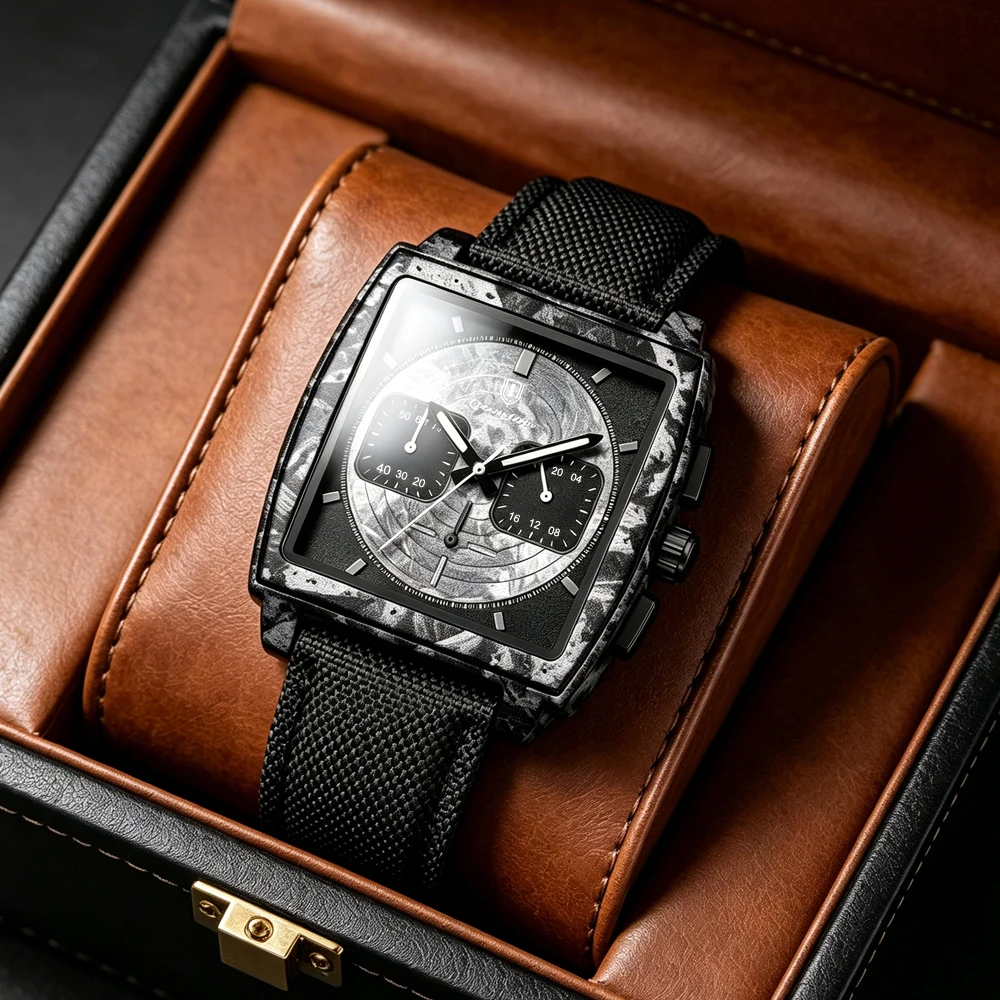 

QINGXIYA Brand New Fashion Chronograph Watch for Men Luxury Leather Waterproof Quartz Watches Mens 24 Hours Sports Wristwatches