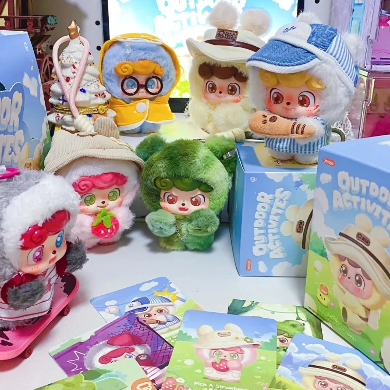 Q Kid Outdoor-Aktivitäten Serie Blind Box Spielzeug Vinyl Gesicht Puppe Kawaii Anime Mystery Figur Tasche Plüsch Anhänger Dekor Überraschung Geschenk