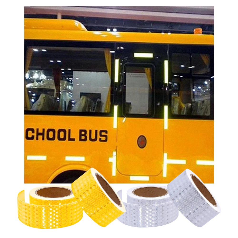 5CM*9M Reflective Tape PVC Car Safety Warning Sticker Reflector Protective Tape Strip Film Self-adhesive Auto Sticker Waterproof