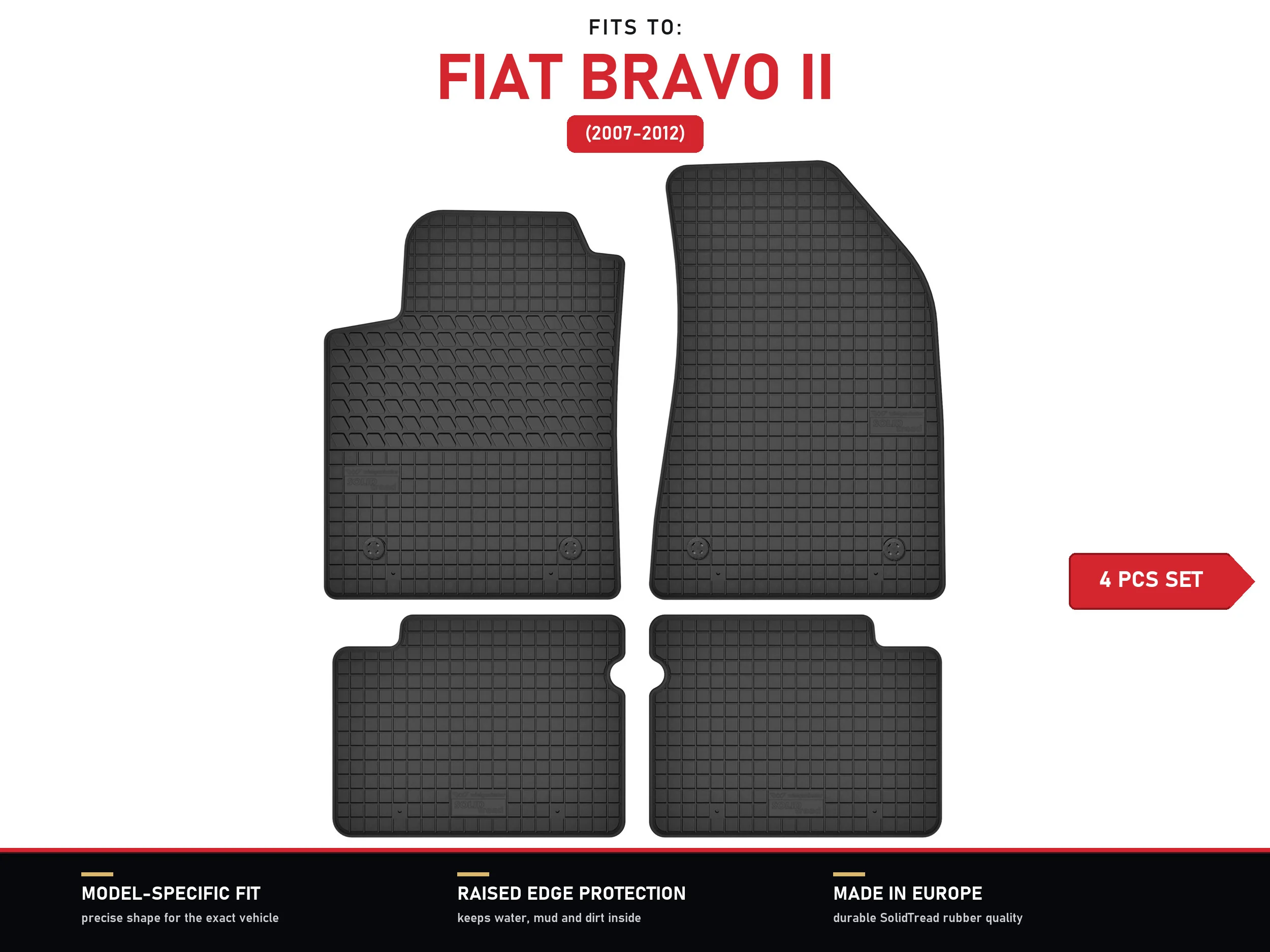 Rubberen matten voor: Fiat Bravo II 2007-2012 4 stuks