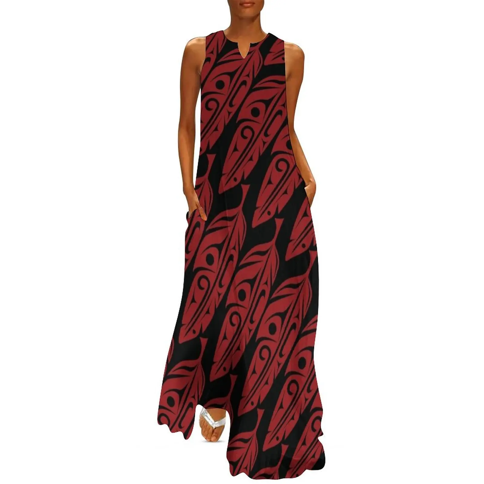 

Feathers - Red - Angled Long Dress evening dresses ladies Woman dresses Dress