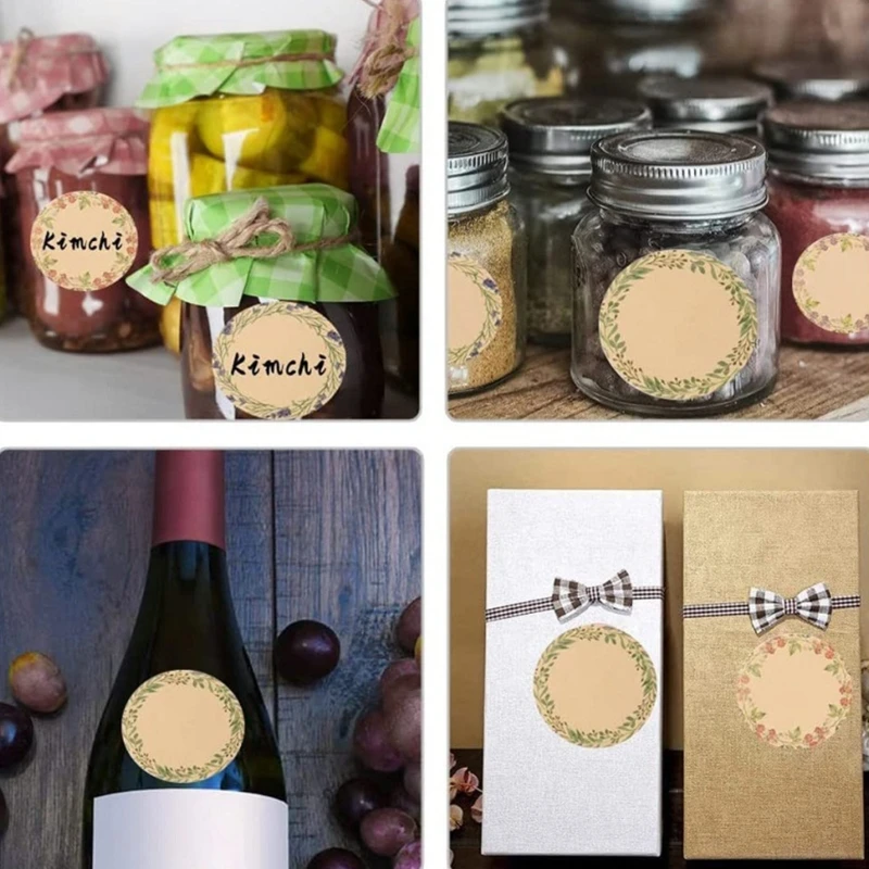 자체 접착 라벨 라운드 스티커, 캔 항아리 라벨 스티커, 식품 라벨, 쓰기 가능 라벨, 병 라벨, 500x/롤