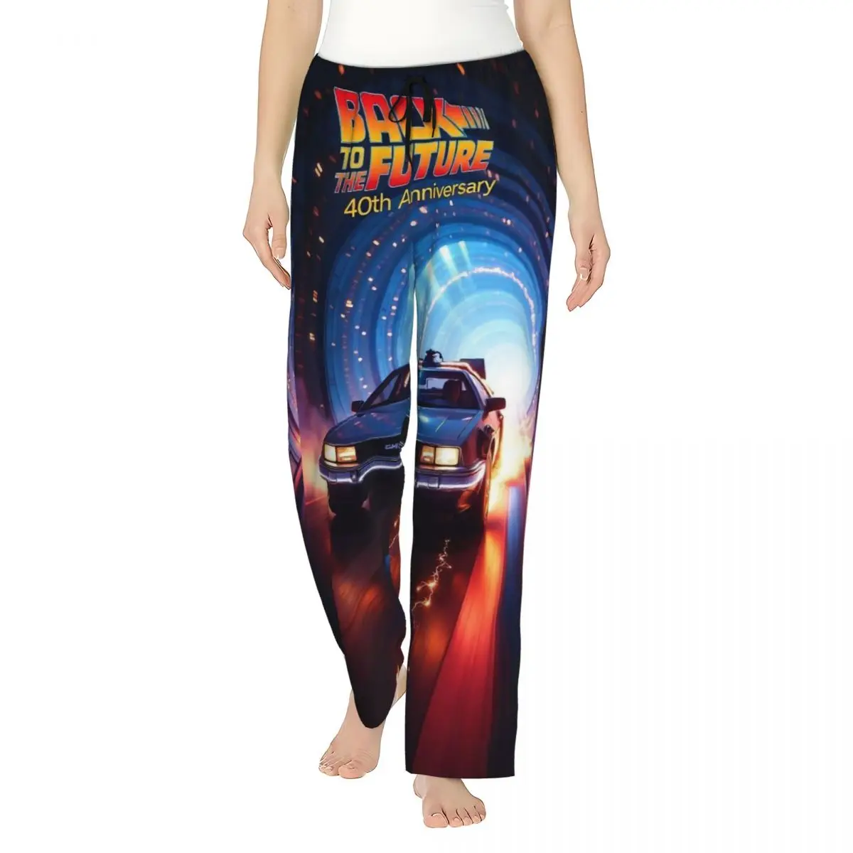 

Женские пижамные брюки «Назад в будущее», домашние брюки свободного кроя, одежда для сна в стиле телешоу, для общежития