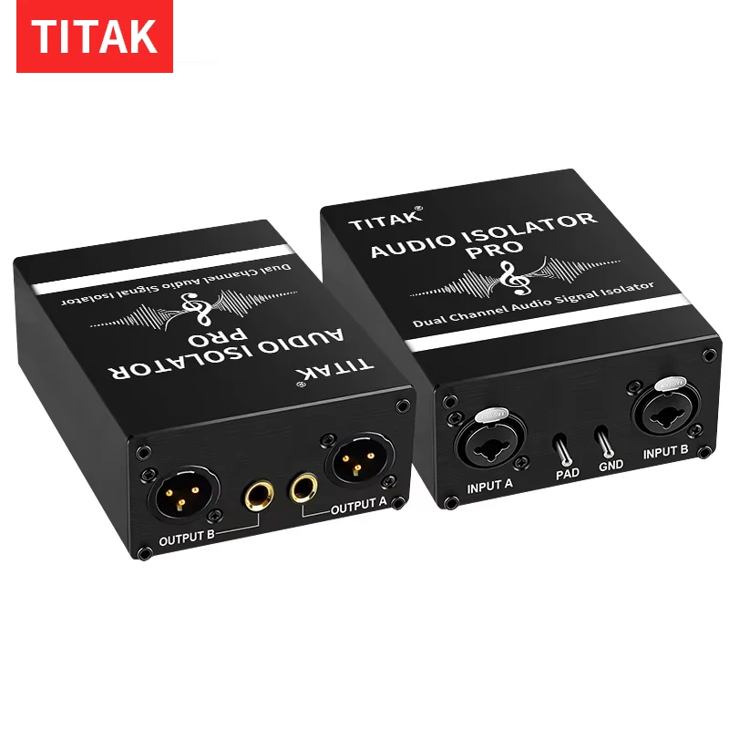 

Dual Channel XLR Audio Isolator Professional Noise Reduction Eliminates Buzzing Humming Current Noise 6.5mm XLR Audio Isolator