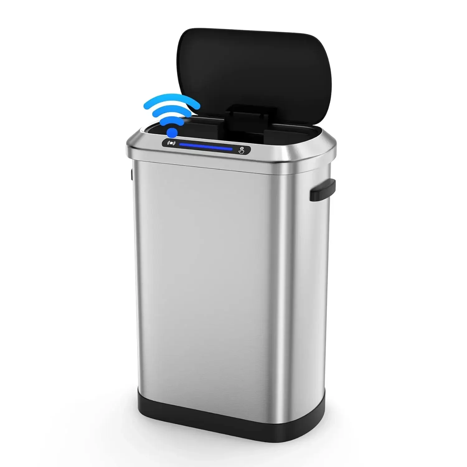 Smart Automatic Trash Can with Lid 13 Gallon, Stainless Steel Thickened Body & Super Mute Sensor Lid with 30 Count Garbage Bags