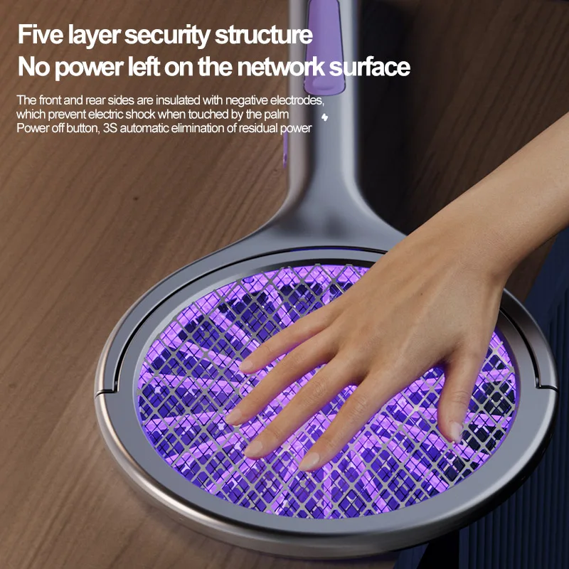 Mosquito Swatter Foldable and Retractable Electric Mosquito Swatter Home 2-in-1 USB Rechargeable Mosquito Repellent killer - Image 6