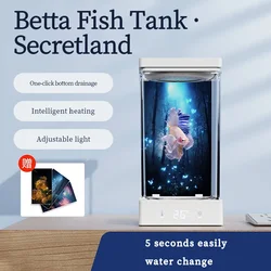 1.4L Betta Fish Tank Desktop Mini Aquarium  Light Intelligent Temperature Control Ecological Self-circulating for Desktop Decor