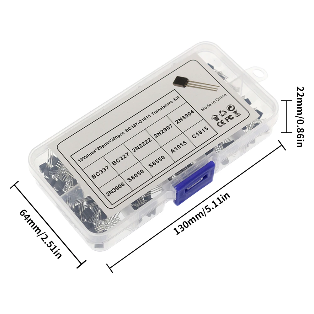 トランジスタキット詰め合わせボックス 10種類 TO-92 2N2222 2N2907 2N3904 2N3906 S8050 S8550 A1015 C1815