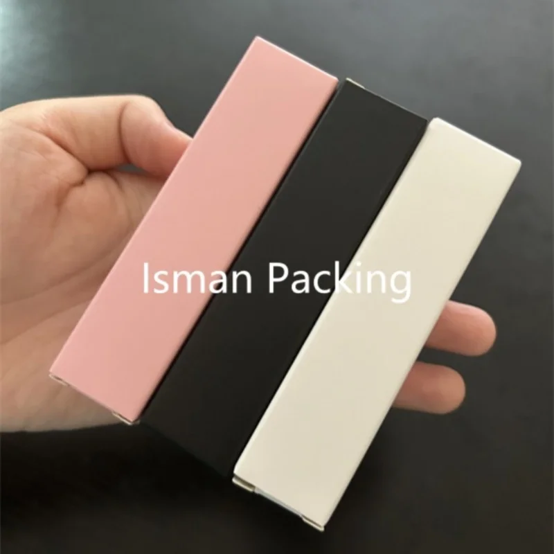 50Pcs W25*H87mm luxury square cosmetic pink white black lipstick lip gloss packaging foldable paper box for liquid lipgloss