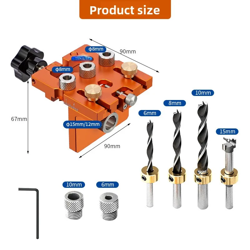 3-in-1 Woodworking Dowel Jig Self-Centering Drill Guide for Hole Locating - Precise Alignment Tool for Woodworking DIY