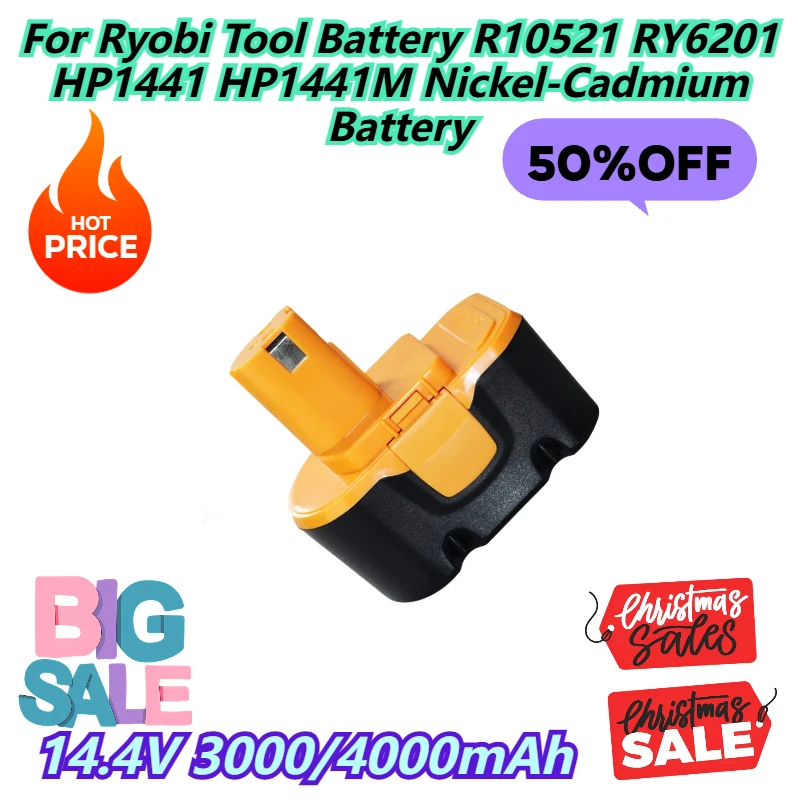

14.4V 3000/4000mAh For Ryobi Tool Battery R10521 RY6201 HP1441 HP1441M Nickel-Cadmium Battery