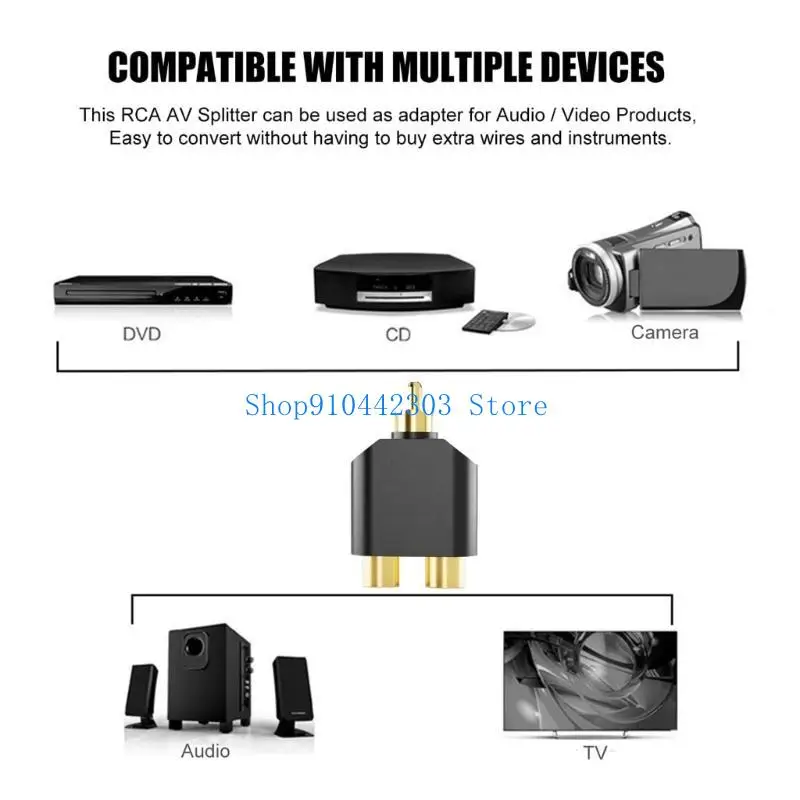 652F RCAs Y Splitter 6Pcs Male to Two Female Connectors for Stereo Sound Systems