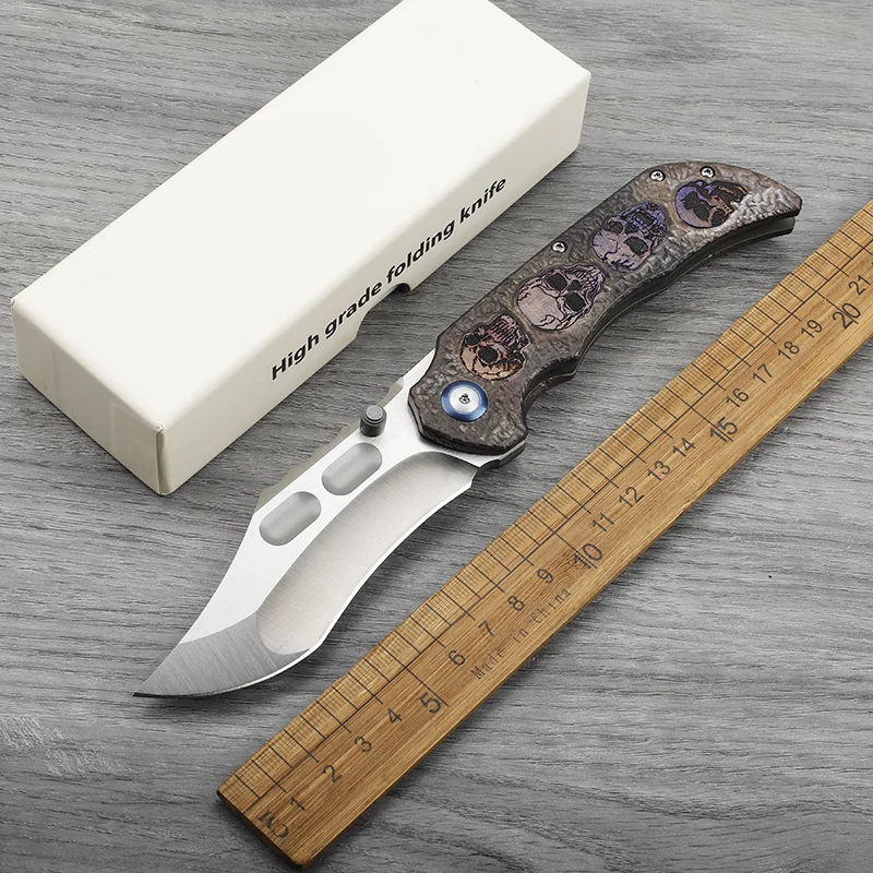 

M390 steel titanium alloy handle folding knife high hardness outdoor self-defense handle camping survival tool knife