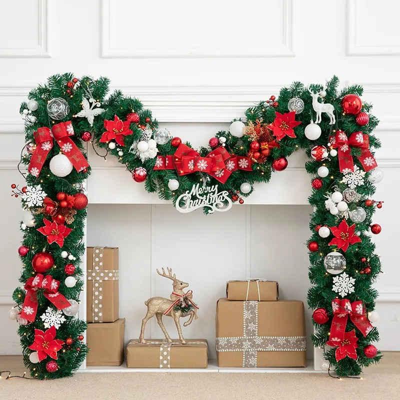 Jinshiyuan-Christmas Rattan Wreath, Door Hanging Decorations, Pendant Door Decoration, Shopping Mall Scene, 270cm