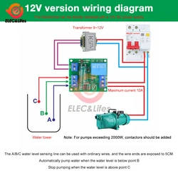 DC 12V Liquid Level Sensor Switch Relay Module 2 in 1 Pump Pour Water Automatic Controller for Motor Fish tank Waterhouse Irriga