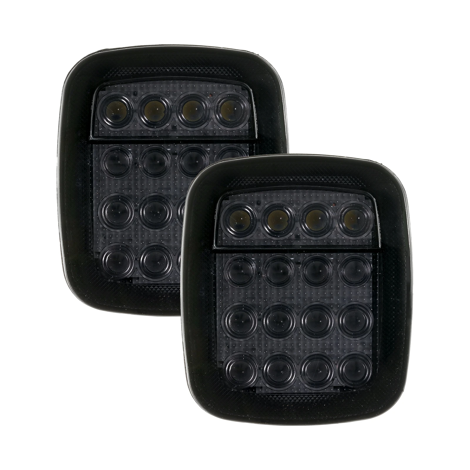 

16 LED Smoked Stop Brake Turn Reverse Tail Lights Rear Combination for Jeep Wrangler YJ TJ CJ Black